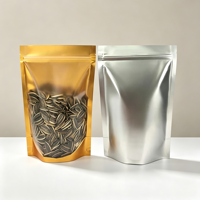 Sachet Doypack Autoportant Métallisé Or et Argent avec Fenêtre Transparente et Fermeture Zip Refermable pour Emballage Alimentaire et Snacks