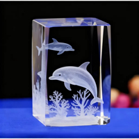 Cubo di Cristallo con Incisione Laser 3D Personalizzata di Animali, Souvenir LED, Regalo Aziendale, Artigianato in Cristallo