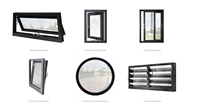 Ventanas negras de vidrio templado de doble acristalamiento de fabricante personalizado moderno, ventanas corredizas de aluminio con impacto de huracán, ventanas casas