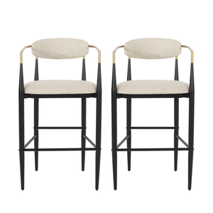 Barstools Set of <strong>2</strong>, Counter Height Upholstered <strong>Bar</strong> <strong>Stools</strong> with Backs and Iron Legs for Kitchen Island - Product Image 5