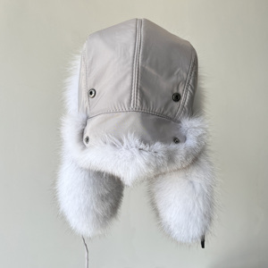 <span class=keywords><strong>Cappello</strong></span> Invernale Stile Aviatore con Paraorecchie in Pelliccia di Volpe, Modello Trapper Bomber Russo, Vendita all'Ingrosso 2026 - Product Image 2