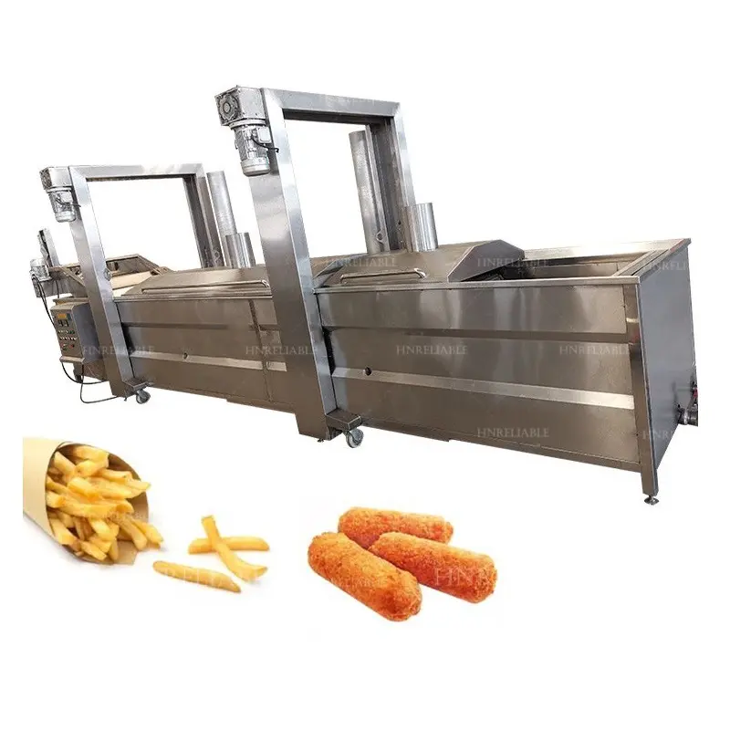 Commerciële Automatische Friteuse Temperatuurregeling Continue Chips Banaan En Weegbree Snack Frituren Machine Voor Verkoop