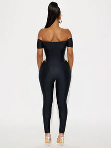 Einfarbiger, schlichter, modischer, schlanker, sexy, neuer Stretch-Yoga-<span class=keywords><strong>Jumpsuit</strong></span> aus Viskose/Polyester, nahtlos, mit Spaghettiträgern, durchgehend. - Product Image 3