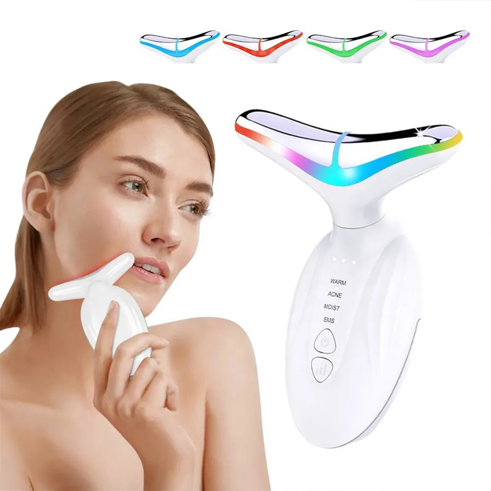 Wholesale Beauty Products Hot and Cold Wrinkle Remover Beauty Device Ems V Shape LED Light Face & Neck Lifting Massager Machine