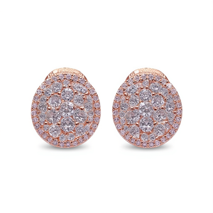 E1628 Orecchini in Oro Rosa con Diamanti Taglio Brillante Rotondo Colore G Diamanti Naturali Stile Classico per Uso Quotidiano Femminile - Product Image 1