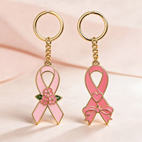 Porte-clés en métal personnalisé, breloque promotionnelle de porte-clés de sensibilisation au cancer du sein avec ruban rose