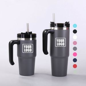 Custom logo 20oz 30oz Business Gifts Travel Sports <b>Mug</b> Thermos <b>Double</b> <b>Wall</b> Insulated Stainless Steel Grippy Tumbler With Handle - Product Image 1