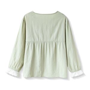 Conjunto de Pijama de Dos Piezas de Algodón 100%, Sexy, Sólido, de Manga Larga, Transpirable, Cintura Elástica, Corte Holgado - Product Image 4