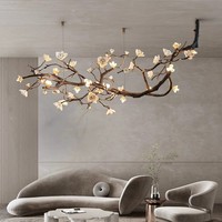 TOGETHER Suspension Fleur LED Design Naturel Inspiré, Lustre Branche pour Décoration Intérieure Villa Appartement Salon