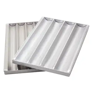 Di alta qualità all'ingrosso in lega di alluminio pane vassoio lungo bastone pane francese piatto <span class=keywords><strong>rettangolare</strong></span> forato disegno torta strumento - Product Image 1