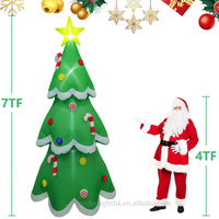 Arbre de Noël gonflable G&L Factory personnalisé pour intérieur et extérieur, 7 pieds, LED vertes, alimentation CC, étanche IP44, écologique, manuel