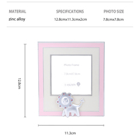 Cadre photo carré en alliage de zinc OEM, motif lion, cristaux et strass, crinière rose crème, cadeau pour chambre d'enfant