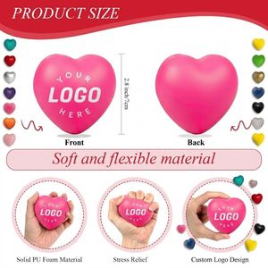 Custom logo Stress Relief Promotional <b>Gifts</b> PU Soft Foam Stress Relief Squeeze Toys Heart Stress Relief Balls - Product Image 2