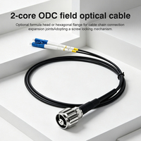 Câble optique extérieur FTTH 2 fibres ODC avec connecteur mâle double LC et protection EMI