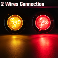 Feux de position latéraux à 4 LED de 2 pouces avec anneaux en acier inoxydable, feux de remorque avec œillet et câble de raccordement pour camion et remorque, IP67