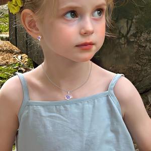 أقراط طارة من الفضة الإسترلينية للأطفال مع سلحفاة زرقاء ، سحر قلب المينا ، هدايا لطيفة للفتيات - Product Image 3