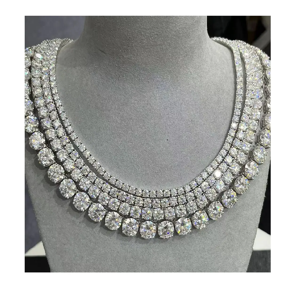 Pretty hot sale VVS Moissanite Diamond Tennis Chain Necklace 925 silver Jewelry color tennis chain