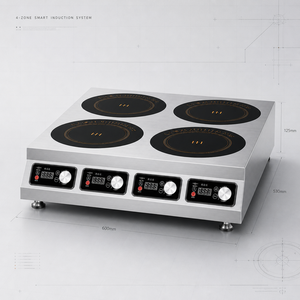 Professional Four Head Induction Cooktop Heavy Duty Stainless Steel Cooker with Adjustable Feet for Restaurant Hotel Canteen - Product Image 1