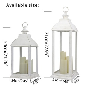 Décoration d'intérieur et d'extérieur en plastique blanc Grande <span class=keywords><strong>lanterne</strong></span> à piles avec 3 bougies LED sans flamme - Product Image 3