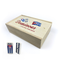 Drapeau cubain gravé Double 9 neuf dominos ensemble boîte en bois personnalisée avec clous enfants adultes jeu de puzzle dominos