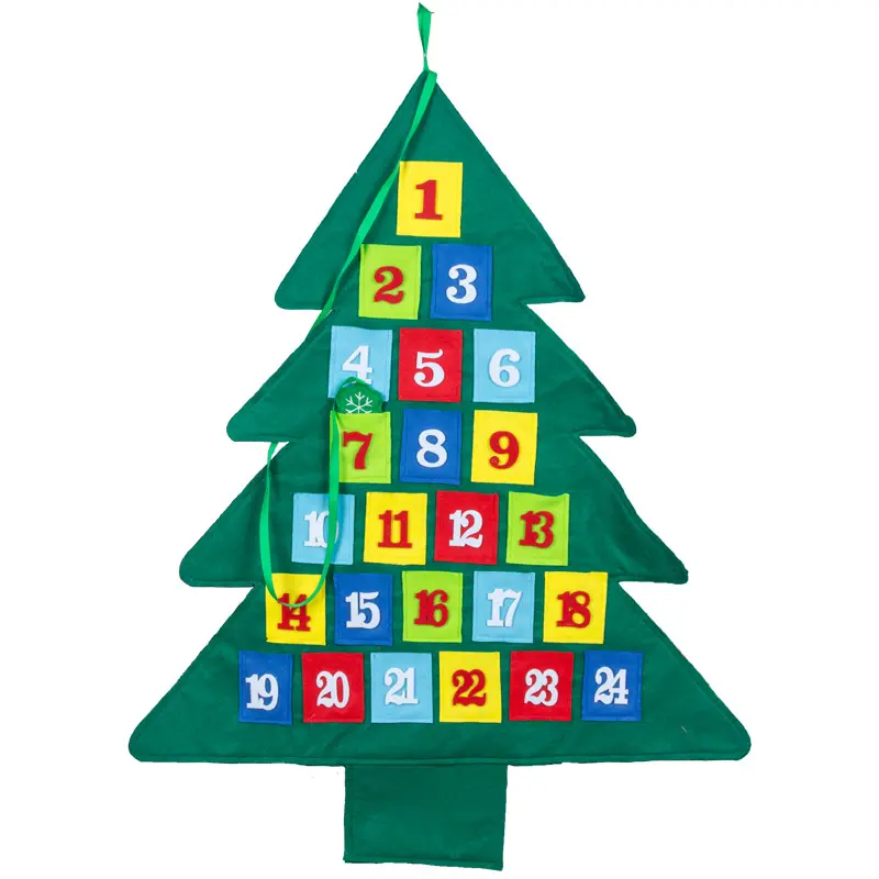 Customized Christmas tree felt calendar Hanging Tree Countdown