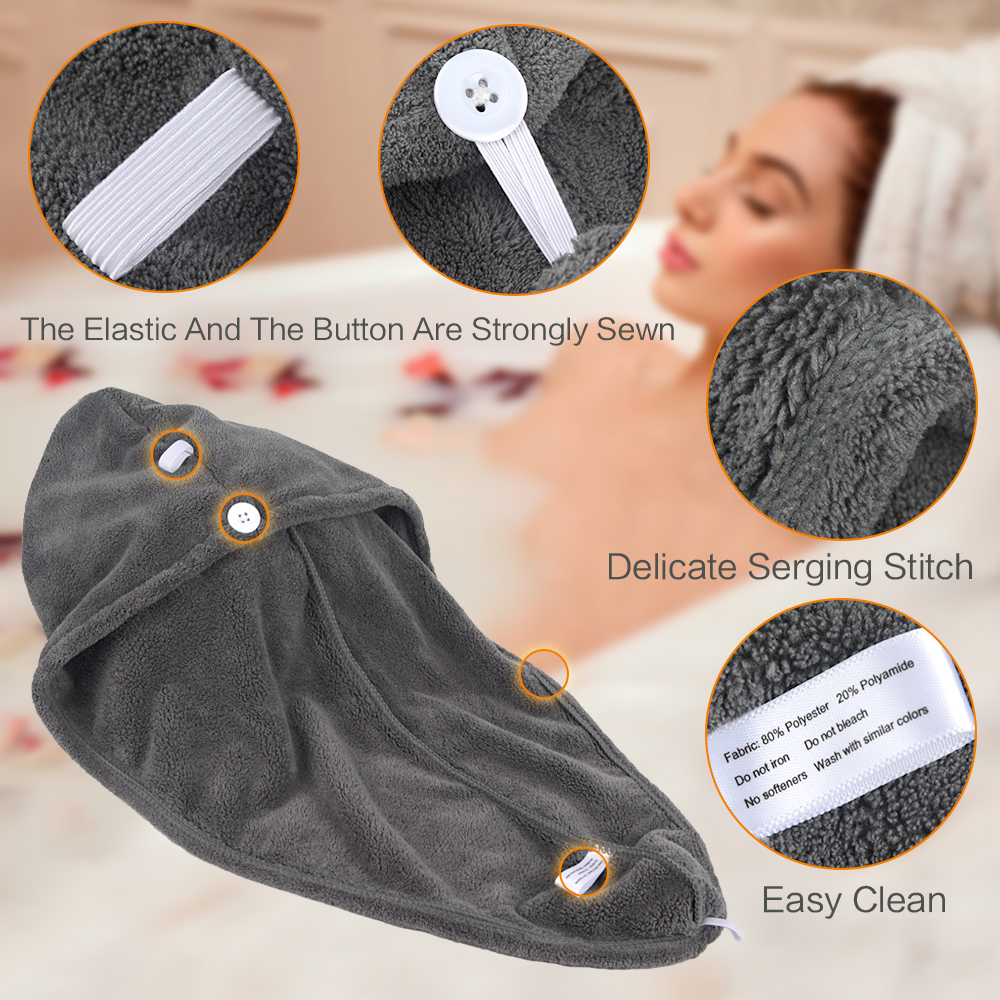 Quick Drying Microfiber Custom Hair Towel Wrapped Turban Dry Spa