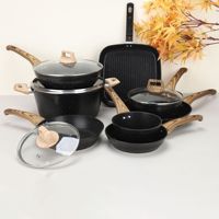 Ensemble d'ustensiles de cuisson de luxe antiadhésifs personnalisés en gros pour la maison, comprenant une casserole à lait, une poêle à frire, un wok, une marmite à soupe et une poêle plate