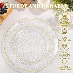 Ensemble de 350 assiettes rondes jetables en plastique PS, pour 50 invités, texture pierre, couleur et motif personnalisés pour les événements festifs - Product Image 5
