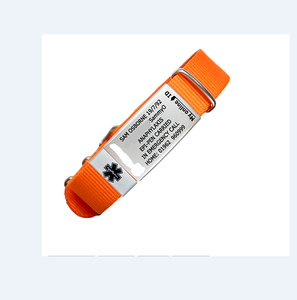 Braccialetto sportivo in nylon con cinturino identificativo in tessuto con cinturino identificativo di emergenza con piastra metallica - Product Image 3