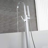 Robinet de baignoire indépendant chromé, robinet de salle de bain en laiton à poser au sol, douchette à commande unique.