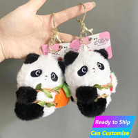 Porte-clés en peluche Panda Fruit Hug personnalisé en gros, mini-ours moelleux, breloque de sac, pendentif, ornements, cadeau tendance