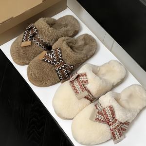 Chaussons UGGs tendance, avec un grand nœud en laine bouclée, confortables et chauds, pour femmes, avec fonction de massage - Product Image 5