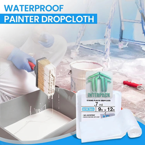 Strong Plastic Dropcloth 9x12 Ft 10 Pack <b>Waterproof</b> Painting Protection - Product Image 1