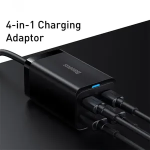Chargeur <span class=keywords><strong>GaN</strong></span> 65W Baseus, chargeur rapide de bureau 4 en 1, adaptateur de chargeur pour ordinateur portable et téléphone pour iPhone 15 14 13 Pro Max Xiaomi Samsung - Product Image 4