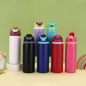 Borraccia Personalizzata <span class=keywords><strong>con</strong></span> Logo, Bottiglia d'Acqua in Acciaio Inox, Tumbler Personalizzato <span class=keywords><strong>con</strong></span> <span class=keywords><strong>Beccuccio</strong></span> e Coperchio <span class=keywords><strong>con</strong></span> Cannuccia, Tazza Sportiva Isolata Sottovuoto <span class=keywords><strong>con</strong></span> Manico - Product Image 1