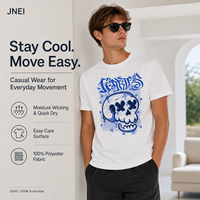 Camiseta JNEI de Estilo Urbano Vintage de Marca Propia, 100% Poliéster, Secado Rápido, Protección UV, Diseño Gráfico Funcional
