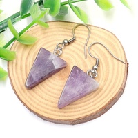 Boucles d'oreilles pendantes triangulaires en pierres précieuses naturelles, cristal de guérison, pour femmes, cadeau de Noël, fournitures de bijoux, vente en gros