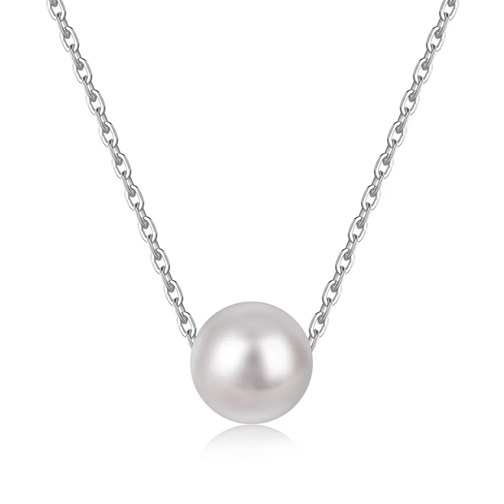 Dylam colar de prata esterlina 925, colar de pérola com concha circular, minimalista, elegante e design com pingente