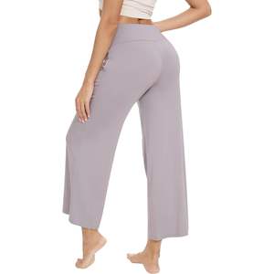 Pantalones de yoga de cintura alta personalizados para mujer, pantalones palazzo de viscosa de bambú suave, ropa de dormir cómoda para mujer - Product Image 2
