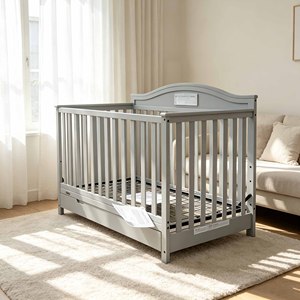 Modern Multi-functional Space-Saving Double Layer <b>Pine</b> Wood Storage Baby's Cot Convertible Nursery Crib - Product Image 5