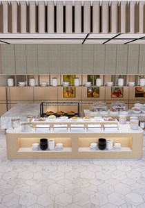 Mostrador de Servicio Buffet Moderno de Mármol para Hoteles, Estación Comercial de Exhibición de Alimentos para Restaurantes y Cafeterías - Product Image 4