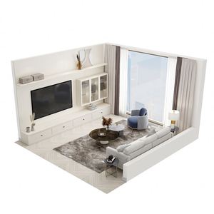 Meuble TV mural en bois moderne, luxueux, écologique et durable avec LED, pour salon, hôtel, appartement, compatible avec les téléviseurs de 65 pouces et plus - Product Image 1