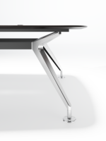 Table de conférence contemporaine en forme de bateau, bureau de réunion pour cadres avec gestion intégrée des câbles