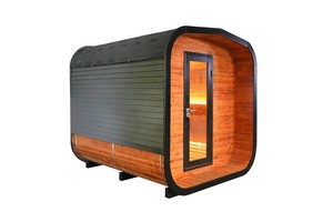 Sauna extérieur Helius en cèdre canadien, 4-6 personnes, sauna traditionnel de luxe, fenêtres en transom, commande par ordinateur - Product Image 3