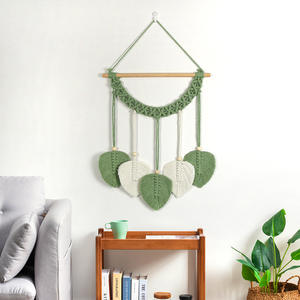 Usine directe à la main coton corde tressée feuille verte gland Clip-on Photo <span class=keywords><strong>tapisserie</strong></span> peut être personnalisé logo - Product Image 3