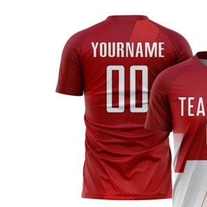 Camiseta de Fútbol Estampada en Rojo y Blanco, Manga Corta, Transpirable, de Secado Rápido, Ligera, para Entrenamiento y Partidos de Verano - Product Image 3