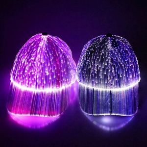หมวกเบสบอลไฟเบอร์ออปติกแบบใหม่สำหรับงานปาร์ตี้ พร้อมไฟ LED และโลโก้แบบกำหนดเอง - Product Image 2