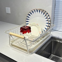 Égouttoir à vaisselle de cuisine tout-en-un en bois massif, design moderne, organisateur multifonctionnel blanc, sans installation