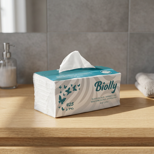 Biolly 425 pièces de mouchoirs en coton pour le visage - Texture soyeuse - Triple épaisseur - Résistance maximale - Product Image 3