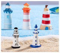Figurines de scène de phare en résine, thème de la plage et du sable, style méditerranéen, artisanat de poupée, souvenir, cadeau, décoration nautique, sculpture 3D